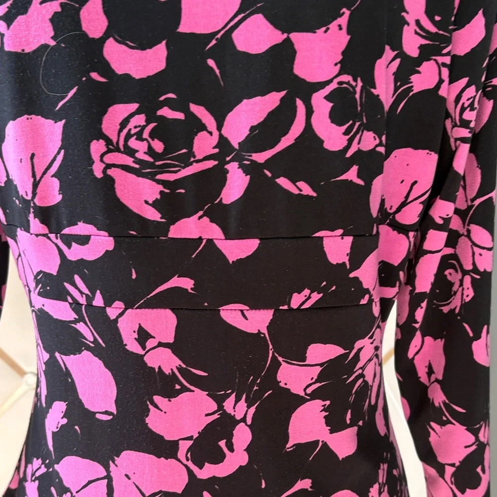INC International Concepts Black and Pink Floral Blouse Size L - Picture 5 of 7
